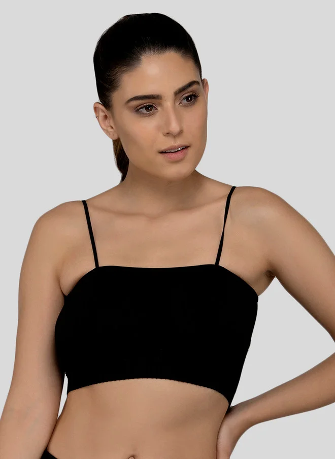 ليس اند مي  Laceandme Black Solid Non-Wired Lightly Padded Bralette Bra